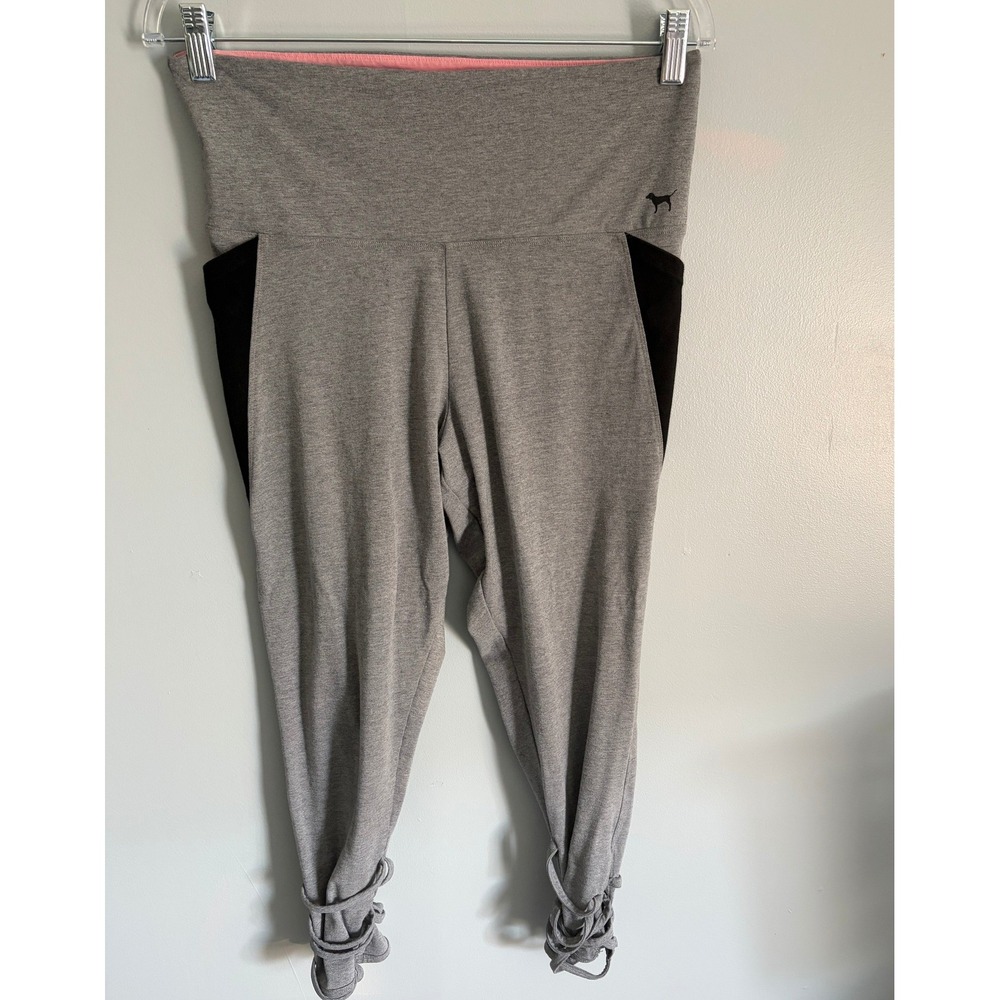 Victoria's Secret PINK Gray High Waist Lace Up Leggings Large Pockets